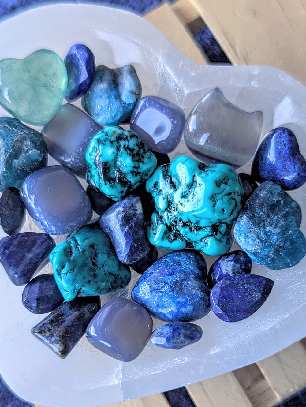 Third Eye Energy Reset Bowl 💙 Turquoise Fluorite Lapis Lazuli Apatite Crystals
